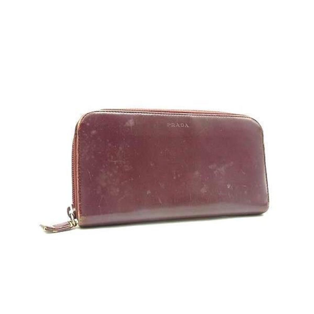 PRADA Leather Zip Long Wallet Billfold coin wallet Purse Bordeaux Purple